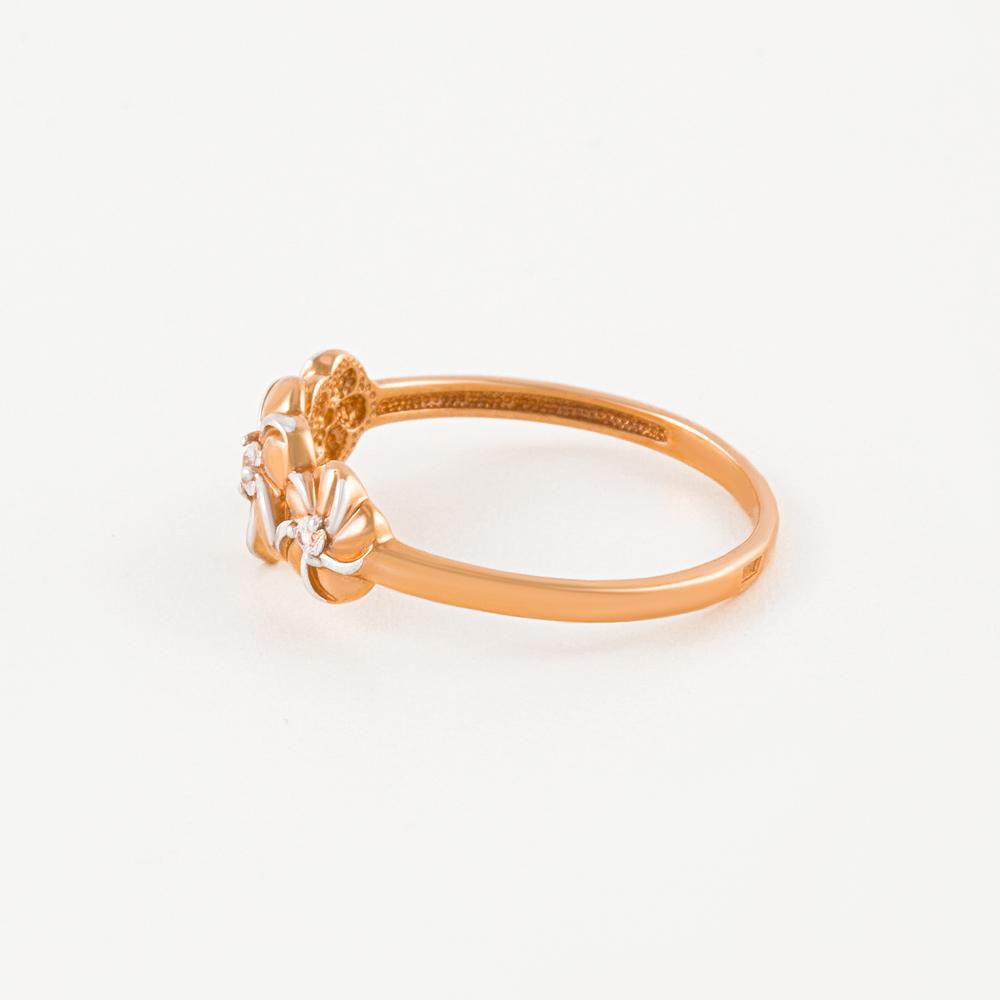 Золотое кольцо Вероника из красного золота 585 пробы  со вставками (фианит) 3ВК132-934, размеры от 16 до 19.5
