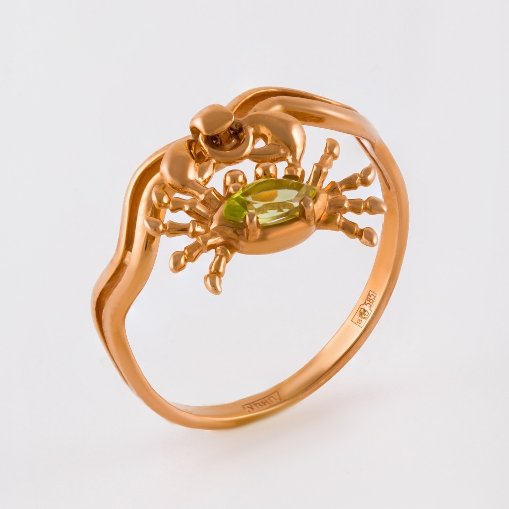 Кольцо из красного золота с хризолитом