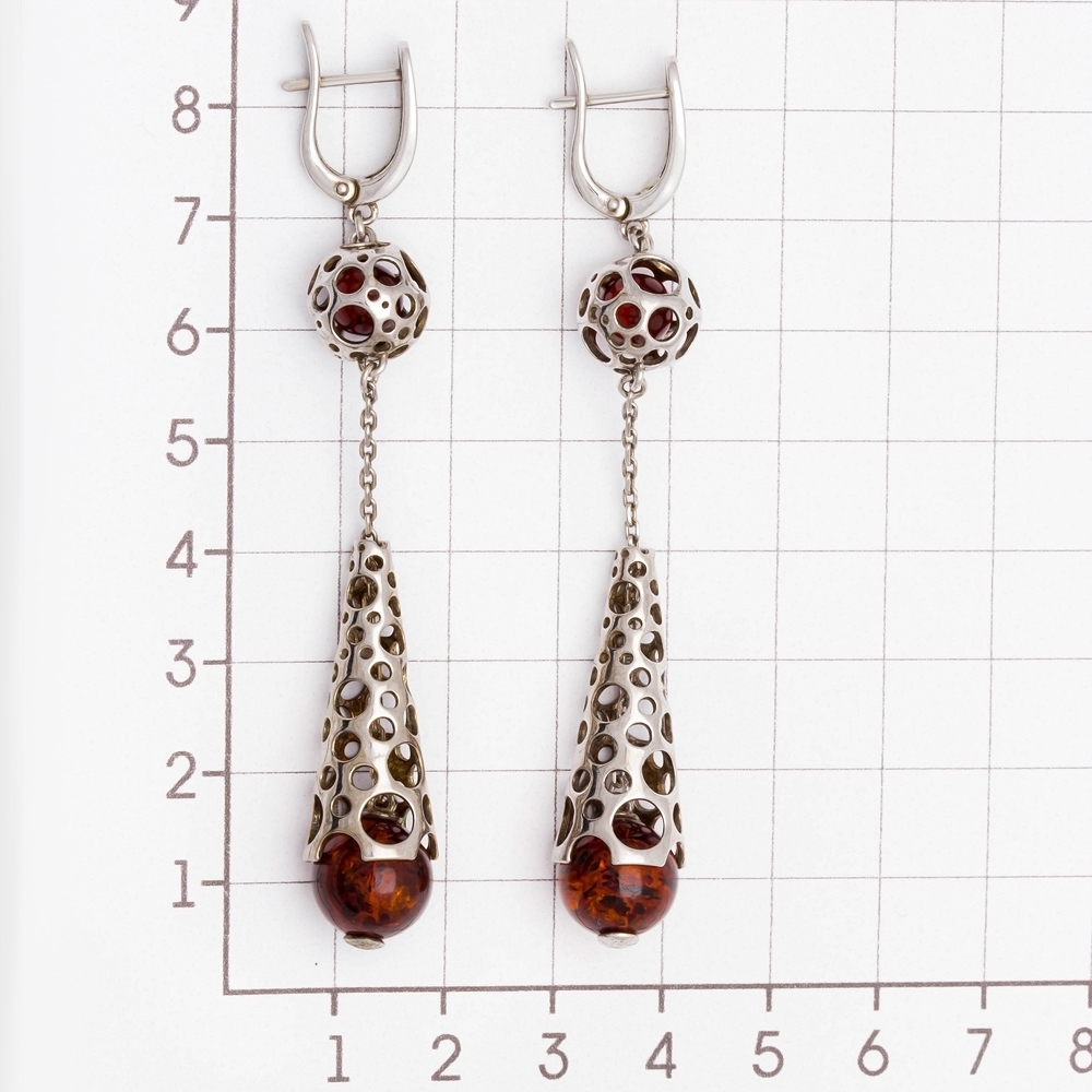 Серебряные серьги подвесные Дарвин со вставками из полудрагоценных камней () 6Д429041454АК