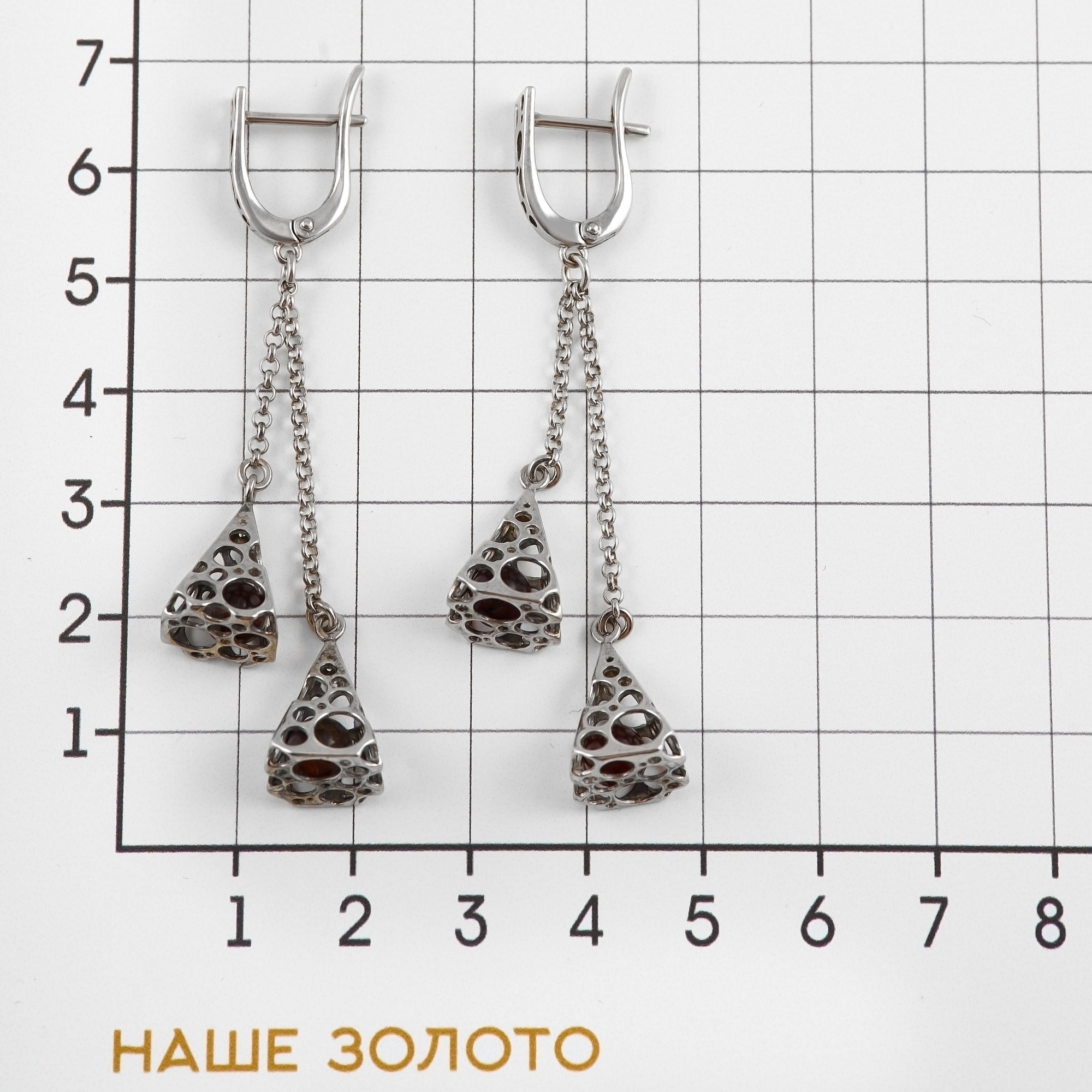 Серебряные серьги подвесные Дарвин со вставками из полудрагоценных камней () 6Д429041439АГ