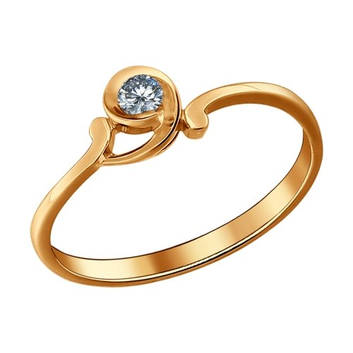 Золотое кольцо Sokolov из красного золота 585 пробы со вставками из драгоценных камней (бриллиант) ДИ1010750 , размеры от 15 до 16.5