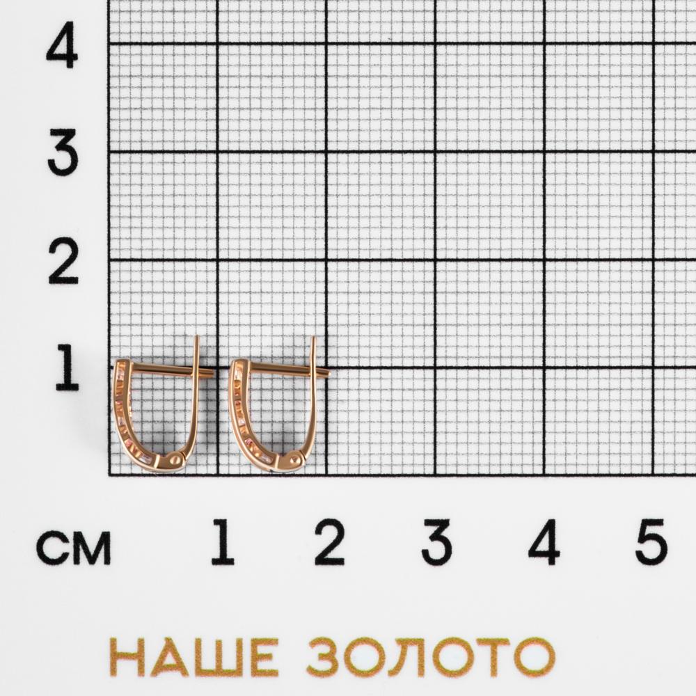 Золотые серьги детские Иллада  из красного золота 585 пробы  со вставками (фианит) 2И120510а