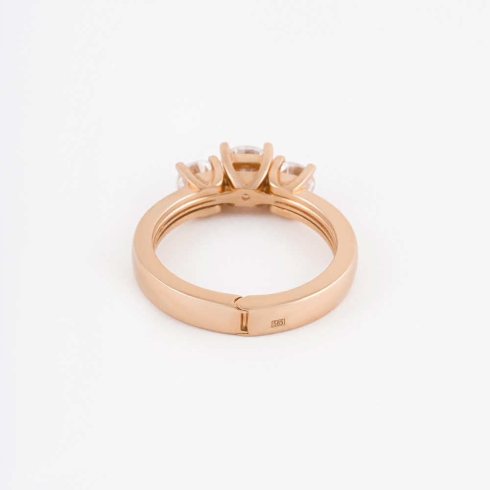 Золотое кольцо Берег из красного золота 585 пробы  со вставками (фианит) 2БКЗ5К-01-0512-01, размеры от 16 до 18