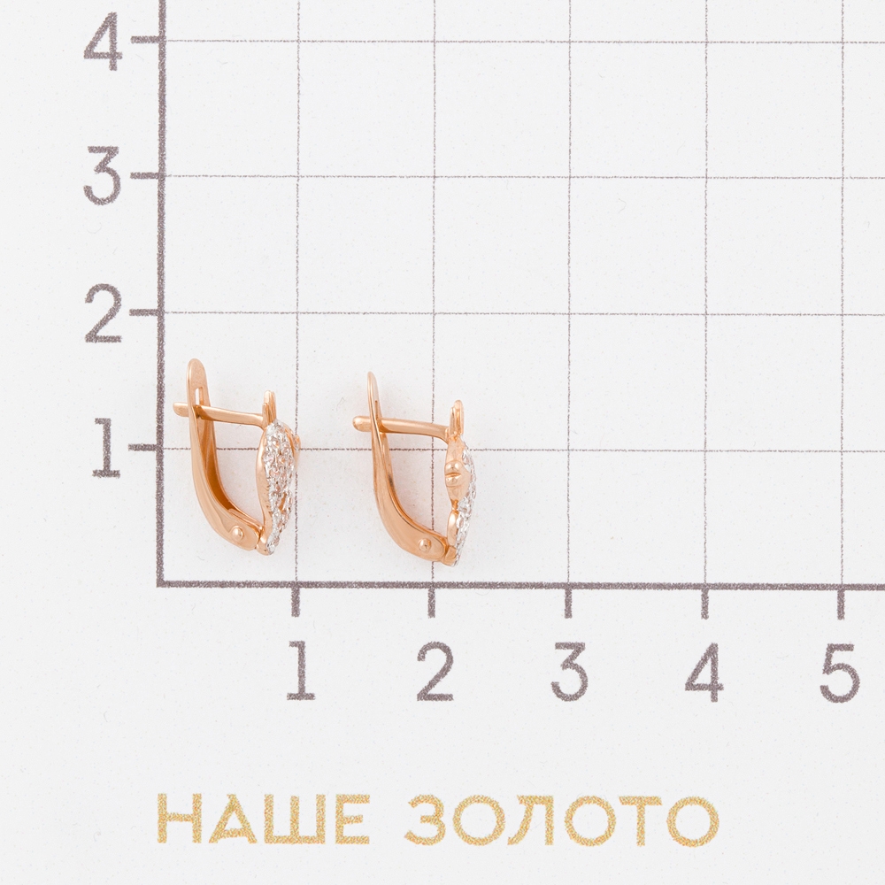 Золотые серьги детские Вероника из красного золота 585 пробы  со вставками (фианит) 3ВС132-414