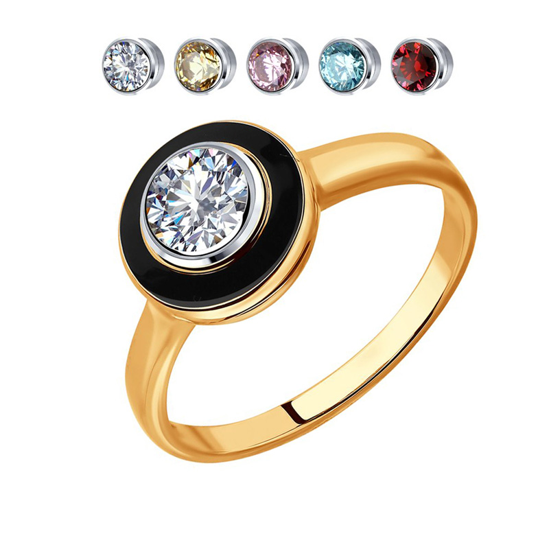 Золотое кольцо Sokolov из красного золота 585 пробы  со вставками ( и ) ДИ81010402, размеры от 16.5 до 18