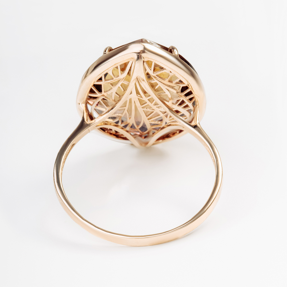 Золотое кольцо Мастер бриллиант из красного золота 585 пробы  со вставками (аметрин синт) МБ01-2-189-1700-010, размеры от 18 до 20