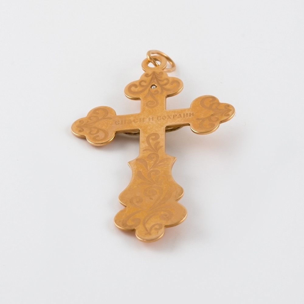 Золотой крест Голден глоб из красного золота 585 пробы  со вставками (фианит) ГГ102СК461302