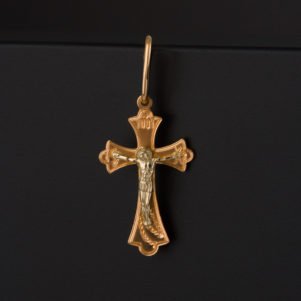 Золотой крест Голден глоб из красного золота 585 пробы ГГ102ИХ180211