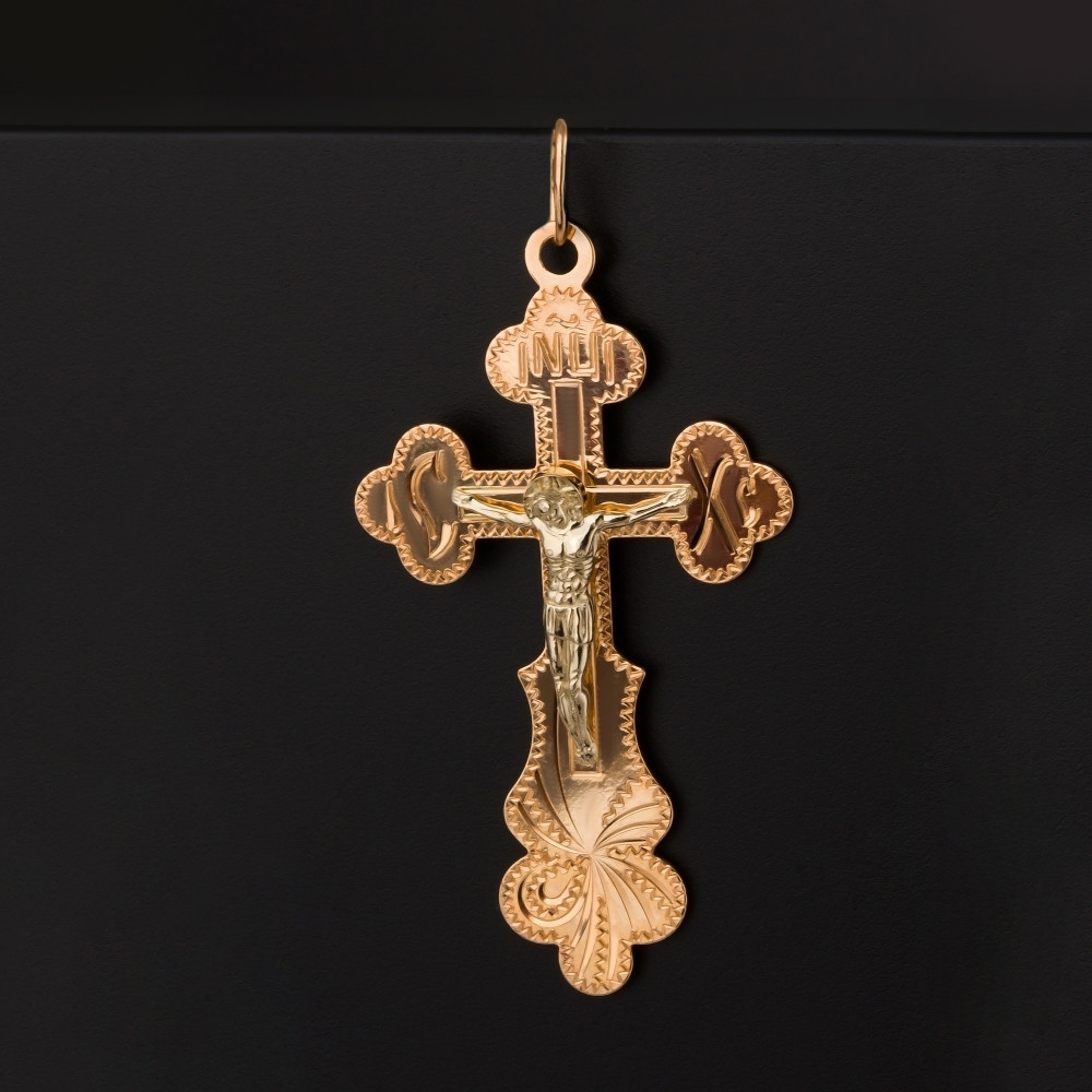 Золотой крест Голден глоб из красного золота 585 пробы ГГ102ИХ461314