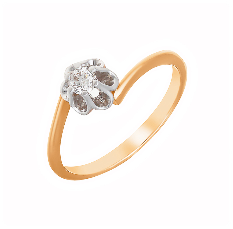 Золотое кольцо Саав из красного золота 585 пробы со вставками из драгоценных камней (бриллиант) ХС050084821, размеры от 16 до 18
