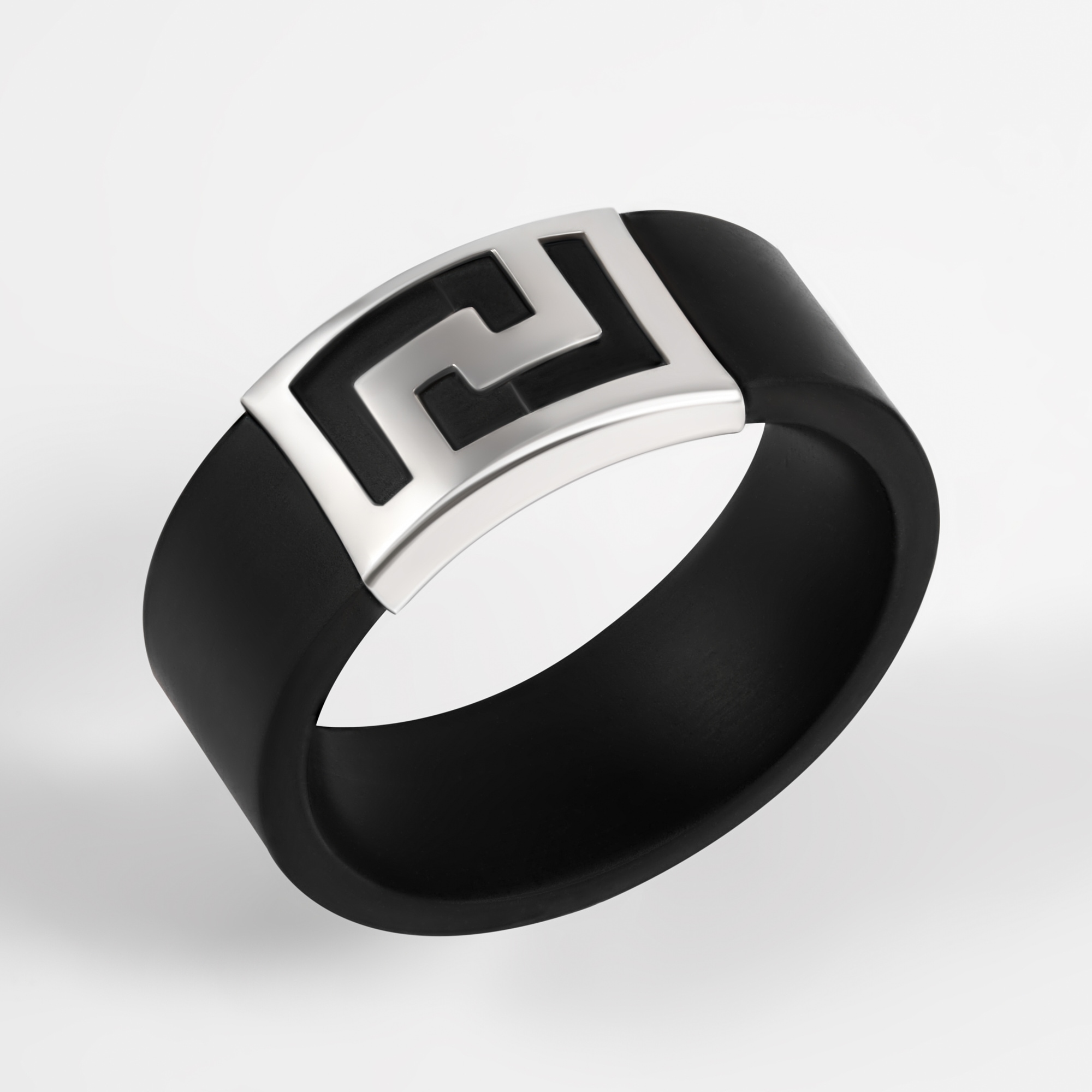 Серебряное кольцо с каучуком