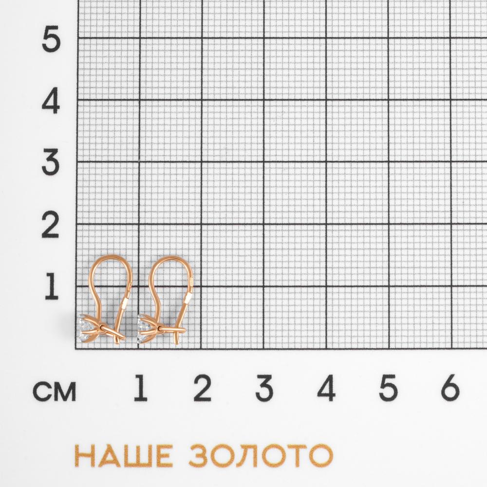 Золотые серьги детские Ювелирные традиции из красного золота 585 пробы  со вставками (фианит) ЮИС132-3693