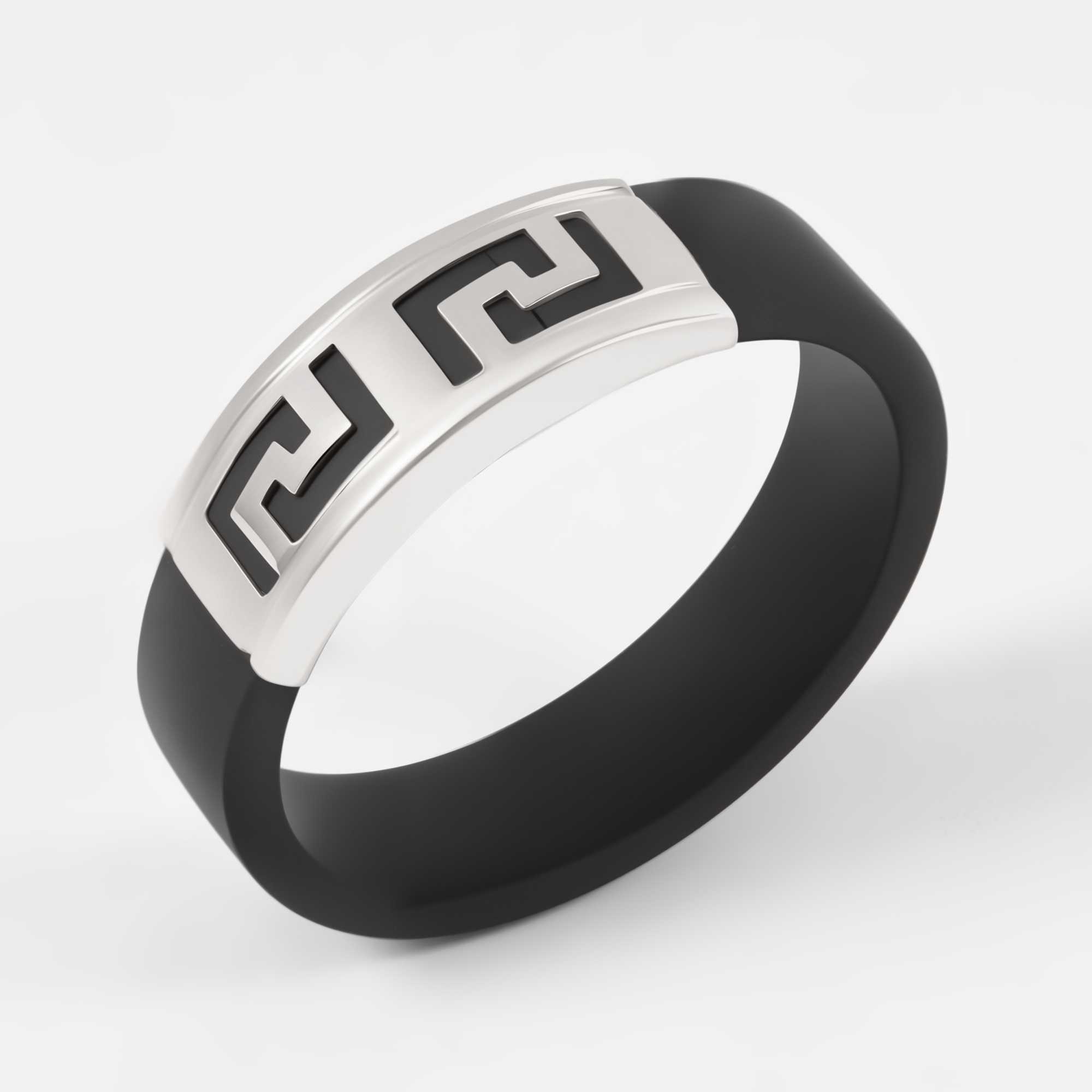 Серебряное кольцо с каучуком