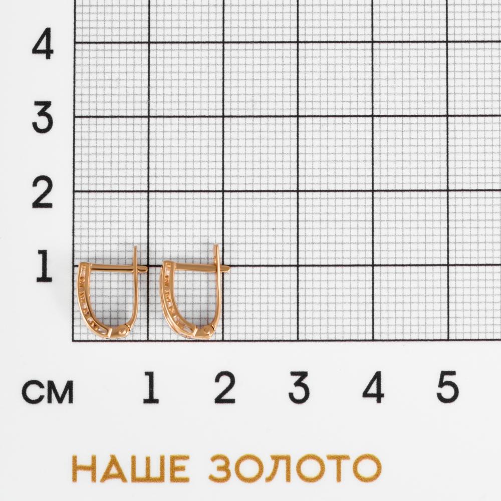 Золотые серьги детские Иллада  из красного золота 585 пробы  со вставками (фианит) 2И120505