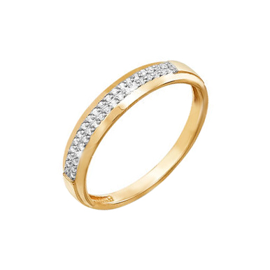 Золотое кольцо Дельта (delta) из красного золота 585 пробы со вставками из драгоценных камней (бриллиант) ДПБР110577, размеры от 15.5 до 19