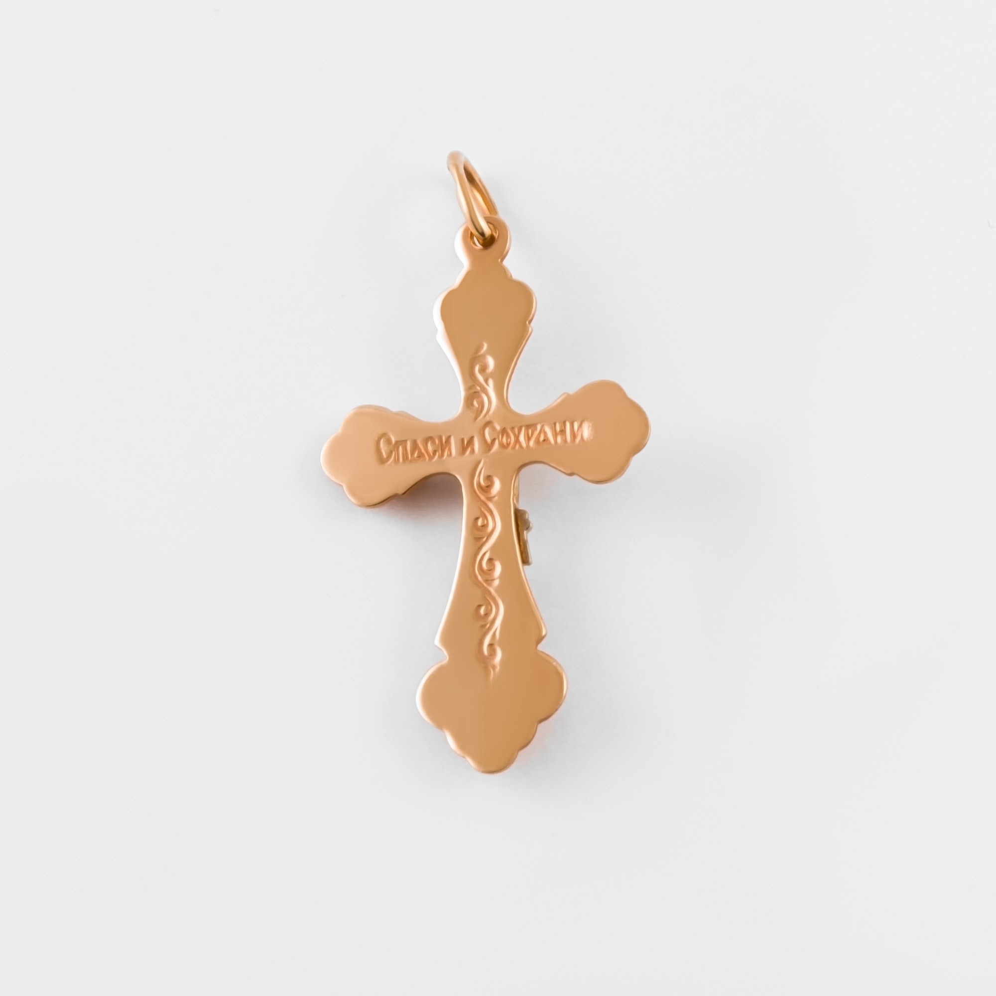 Золотой крест Аллегро из красного золота 585 пробы  со вставками (фианит) 7А30559