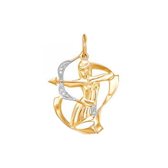 Золотой знак зодиака «стрелец» с фианитами
