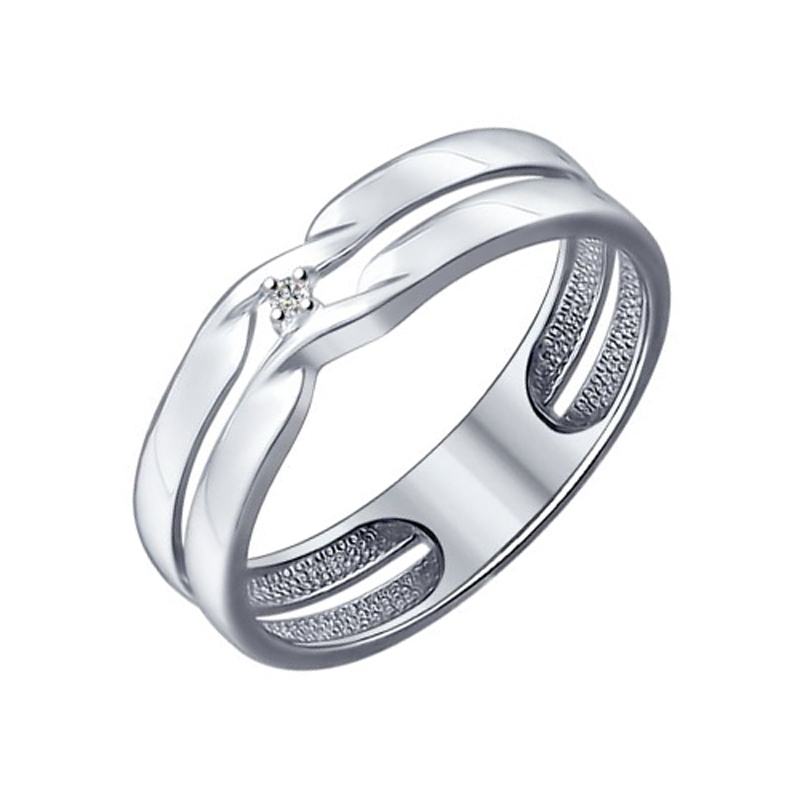 Серебряное кольцо Sokolov со вставками из драгоценных камней (бриллиант) ДИ87010014, размеры от 16.5 до 18.5