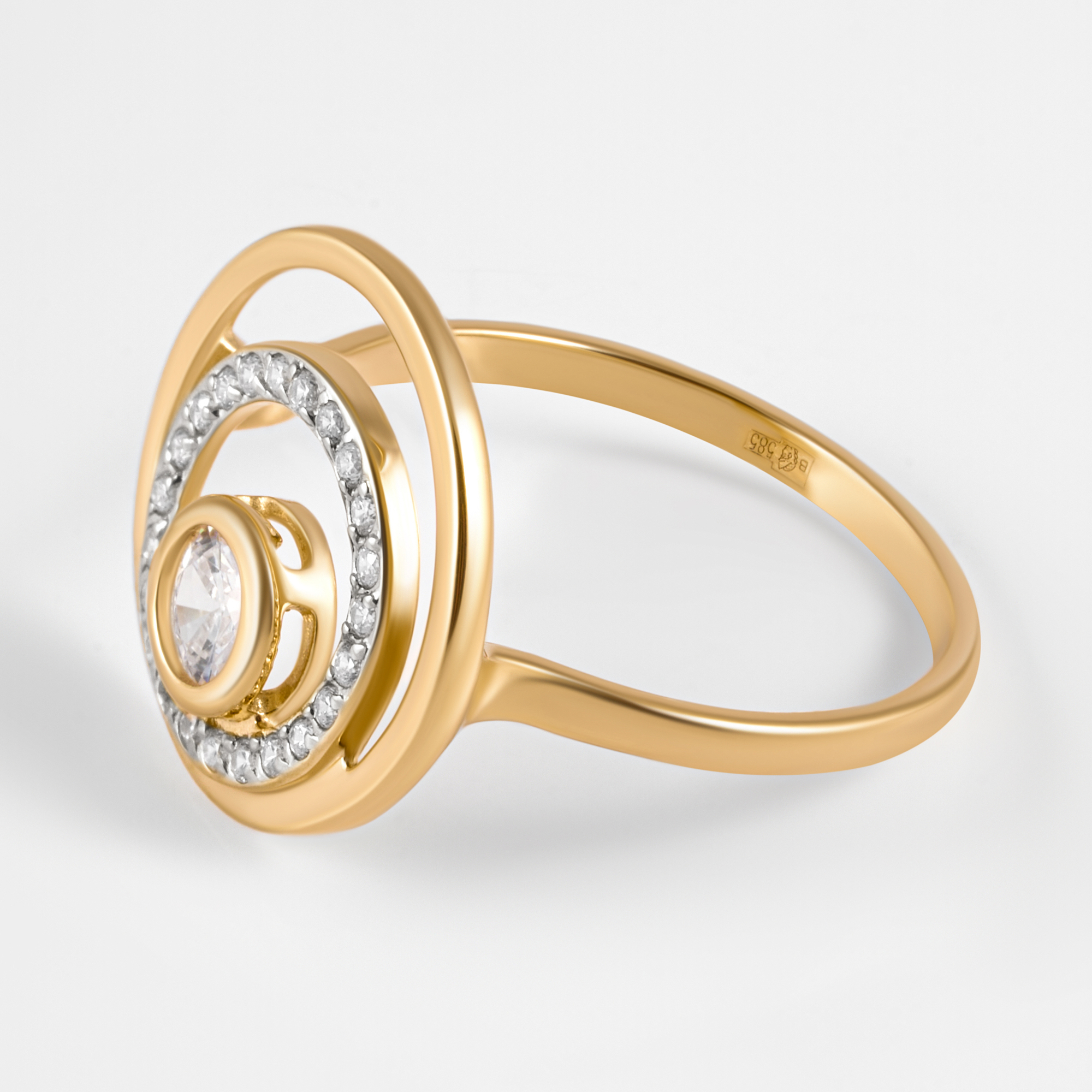 Золотое кольцо Sokolov из красного золота 585 пробы  со вставками (фианит) ДИ018147, размеры от 16 до 19