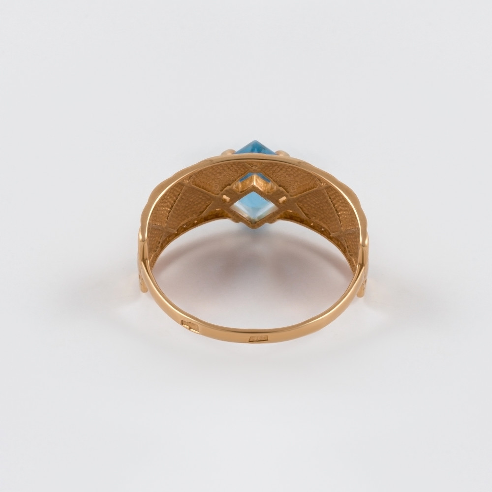 Золотое кольцо Дельта (delta) из красного золота 585 пробы со вставками из полудрагоценных камней (топаз и фианит) ДП311466, размеры от 17 до 19.5