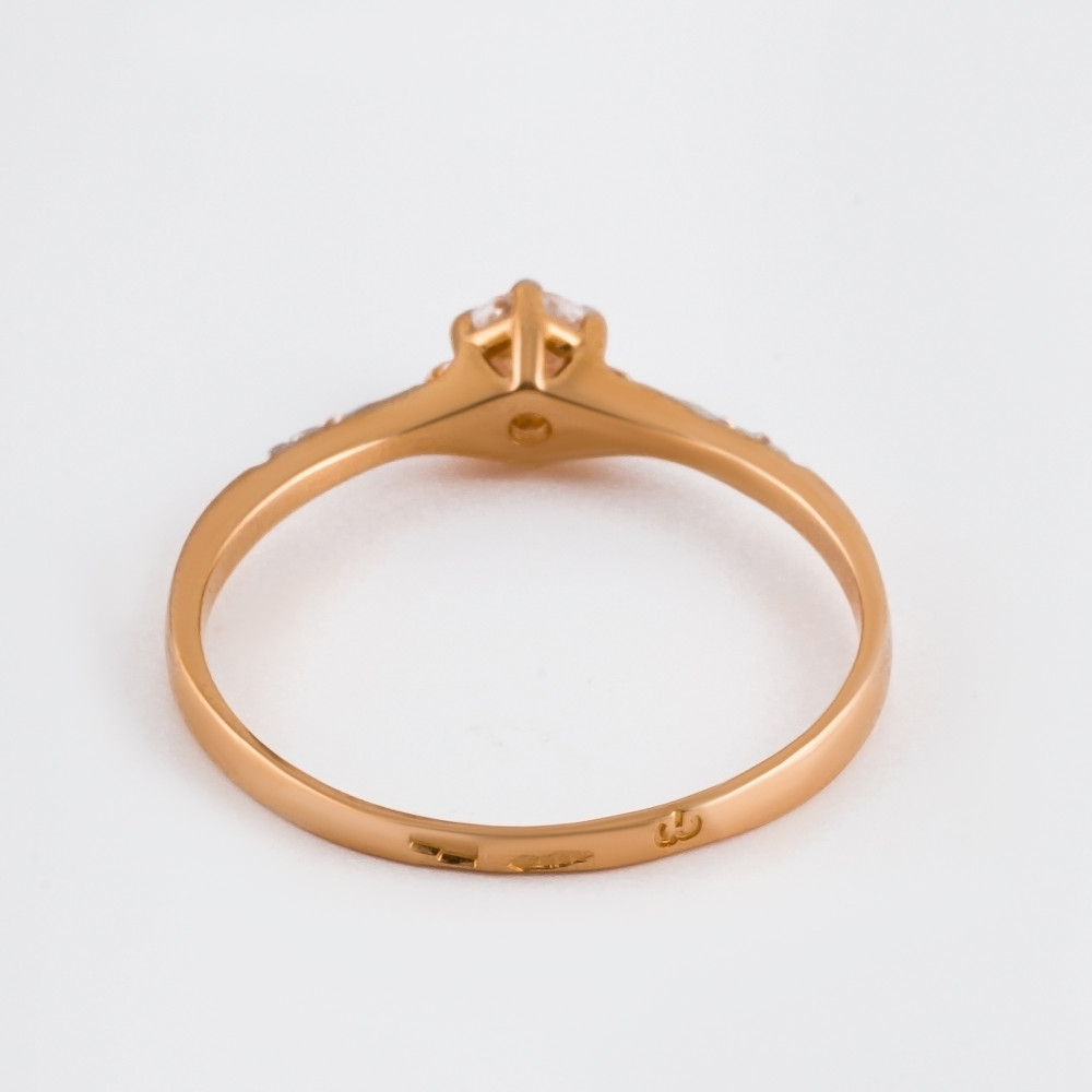 Золотое кольцо Берег из красного золота 585 пробы  со вставками (фианит) 2БКЗ5К.1-01-0336-01, размеры от 15 до 20