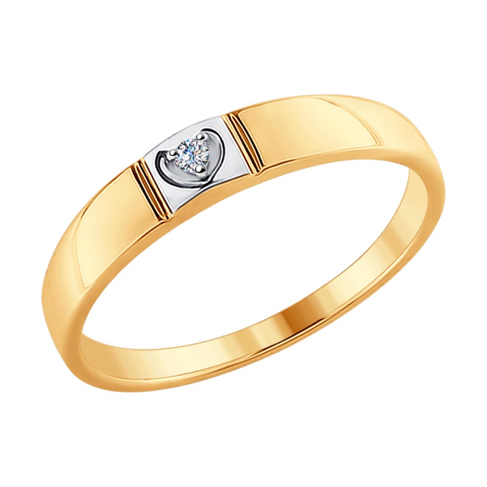 Золотое кольцо Sokolov из красного золота 585 пробы со вставками из драгоценных камней (бриллиант) ДИ1011617, размеры от 15.5 до 17.5