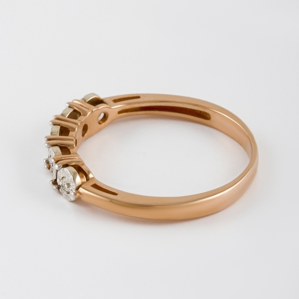 Золотое кольцо Клондайк из красного золота 585 пробы со вставками из драгоценных камней (бриллиант) ЛХ01-01244-02-001-02-01, размеры от 16 до 19