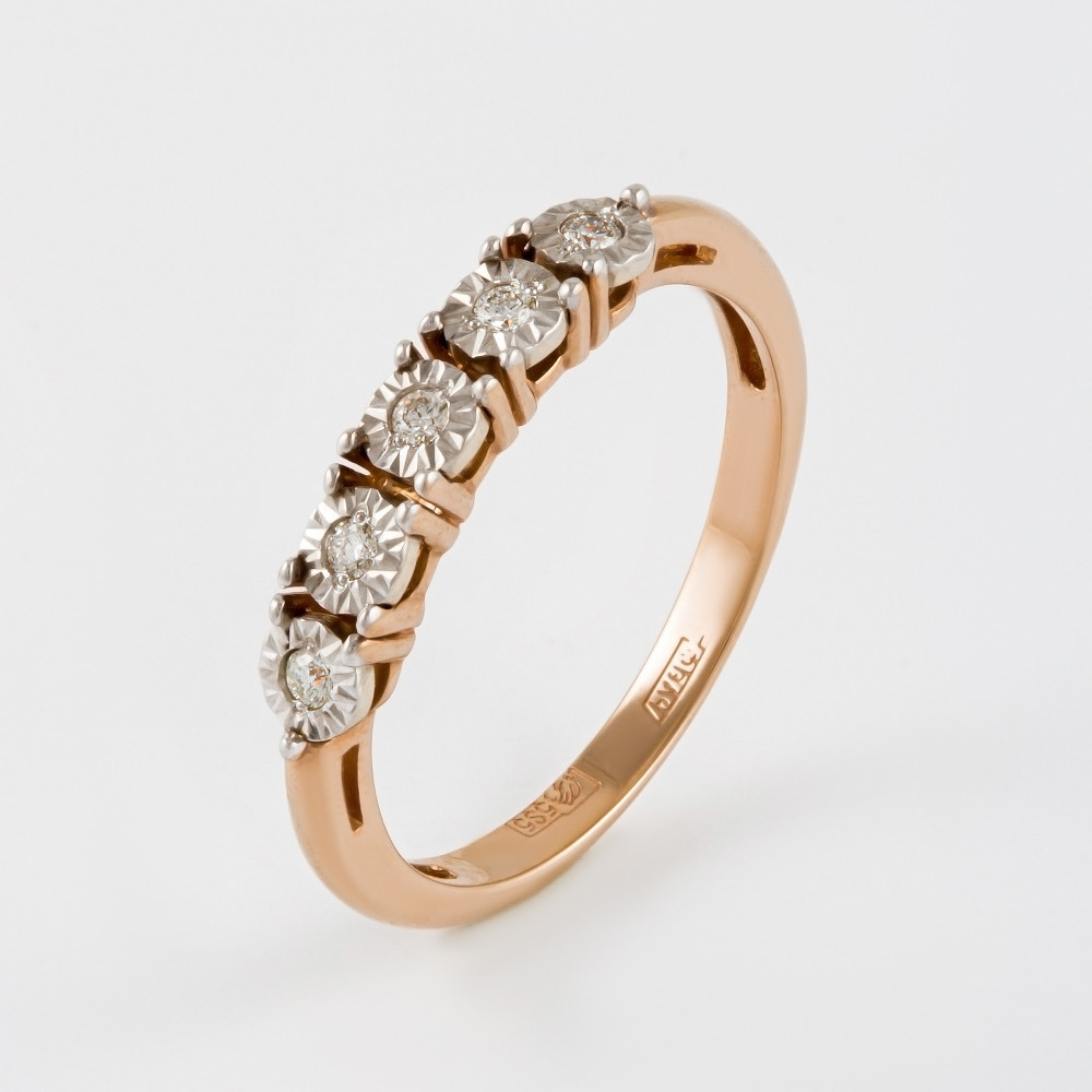 Золотое кольцо Клондайк из красного золота 585 пробы со вставками из драгоценных камней (бриллиант) ЛХ01-01244-02-001-02-01, размеры от 16 до 19