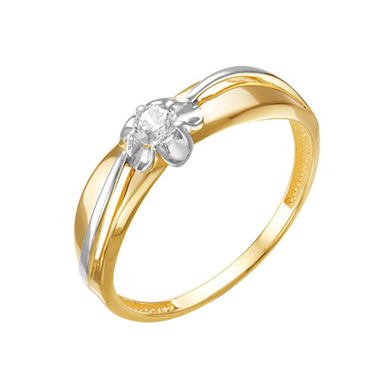 Золотое кольцо Дельта (delta) из красного золота 585 пробы  со вставками (фианит) ДП116542Л, размеры от 17 до 18.5