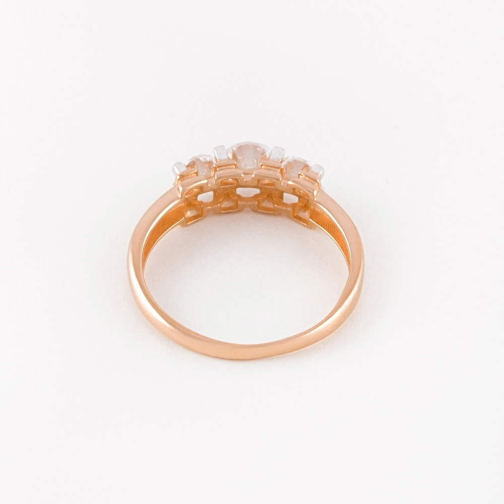 Золотое кольцо Санис из красного золота 585 пробы  со вставками (фианит) СН01-115856, размеры от 16 до 18.5