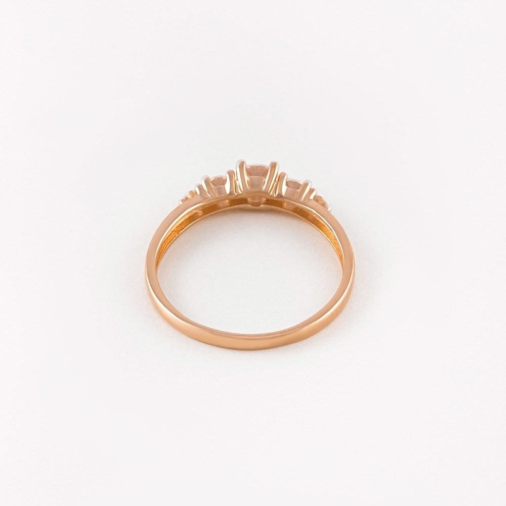 Золотое кольцо Санис из красного золота 585 пробы  со вставками (фианит) СН01-115864, размеры от 16.5 до 18.5