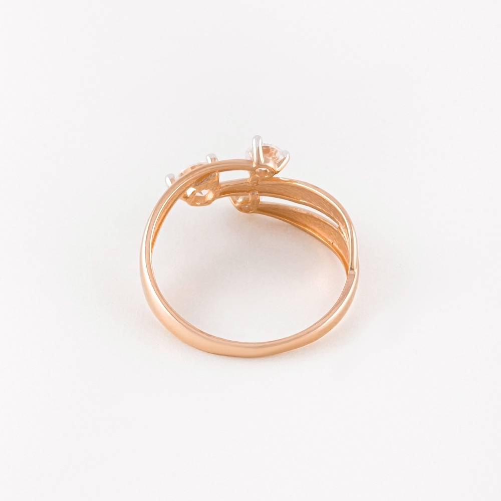 Золотое кольцо Санис из красного золота 585 пробы  со вставками (фианит) СН01-115891, размеры от 16 до 19