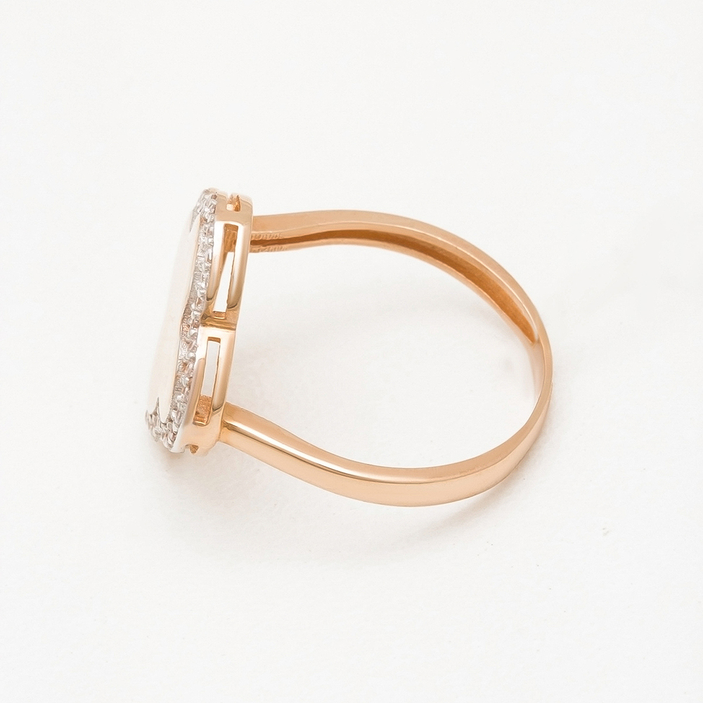 Золотое кольцо Жасмин из красного золота 585 пробы  со вставками (фианит) ЖН16К50-МСР0156-РВ-ЦЗ, размеры от 16 до 18