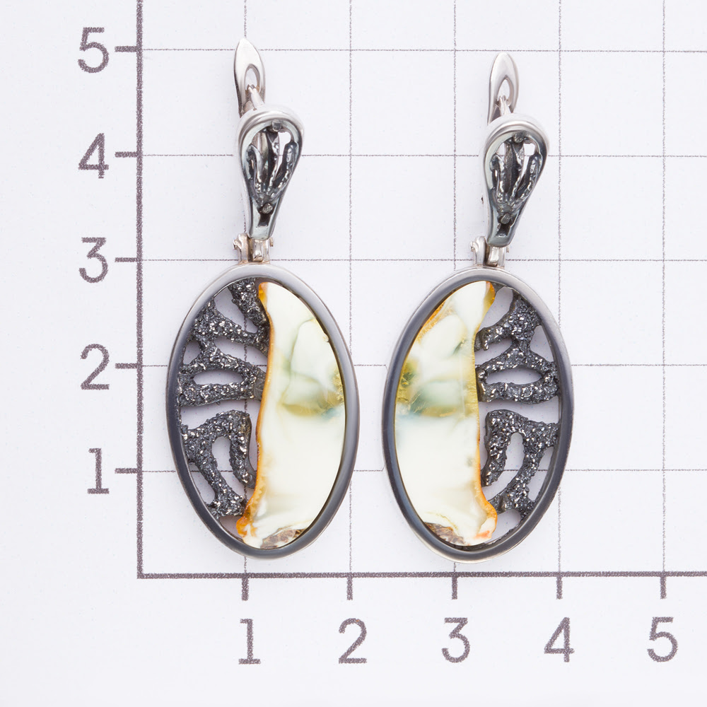 Серебряные серьги подвесные Медведев со вставками из полудрагоценных камней () 8М1065012001-3