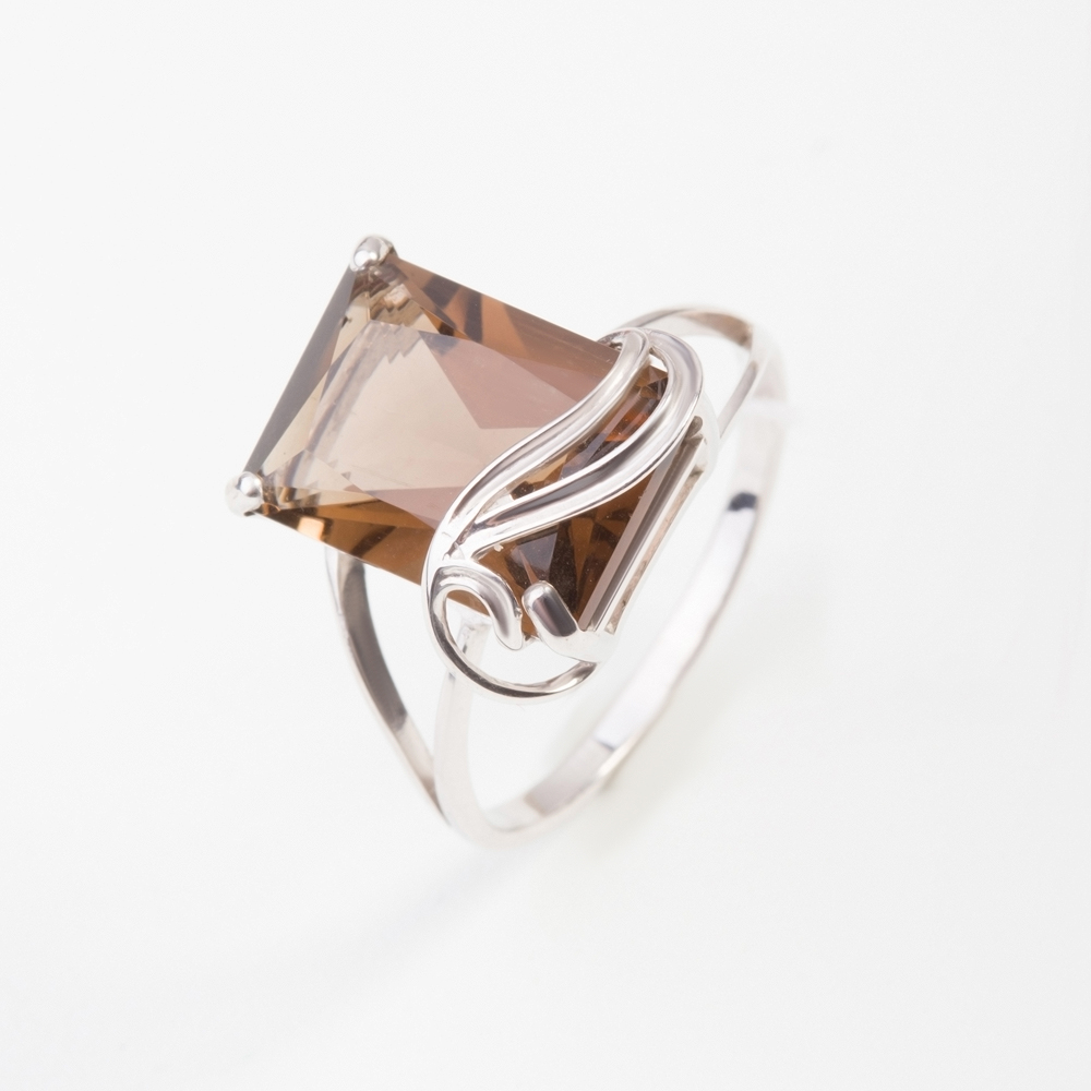 Серебряное кольцо Вероника со вставками из полудрагоценных камней (раухтопаз) 3ВК620-014ТР, размеры от 17 до 19