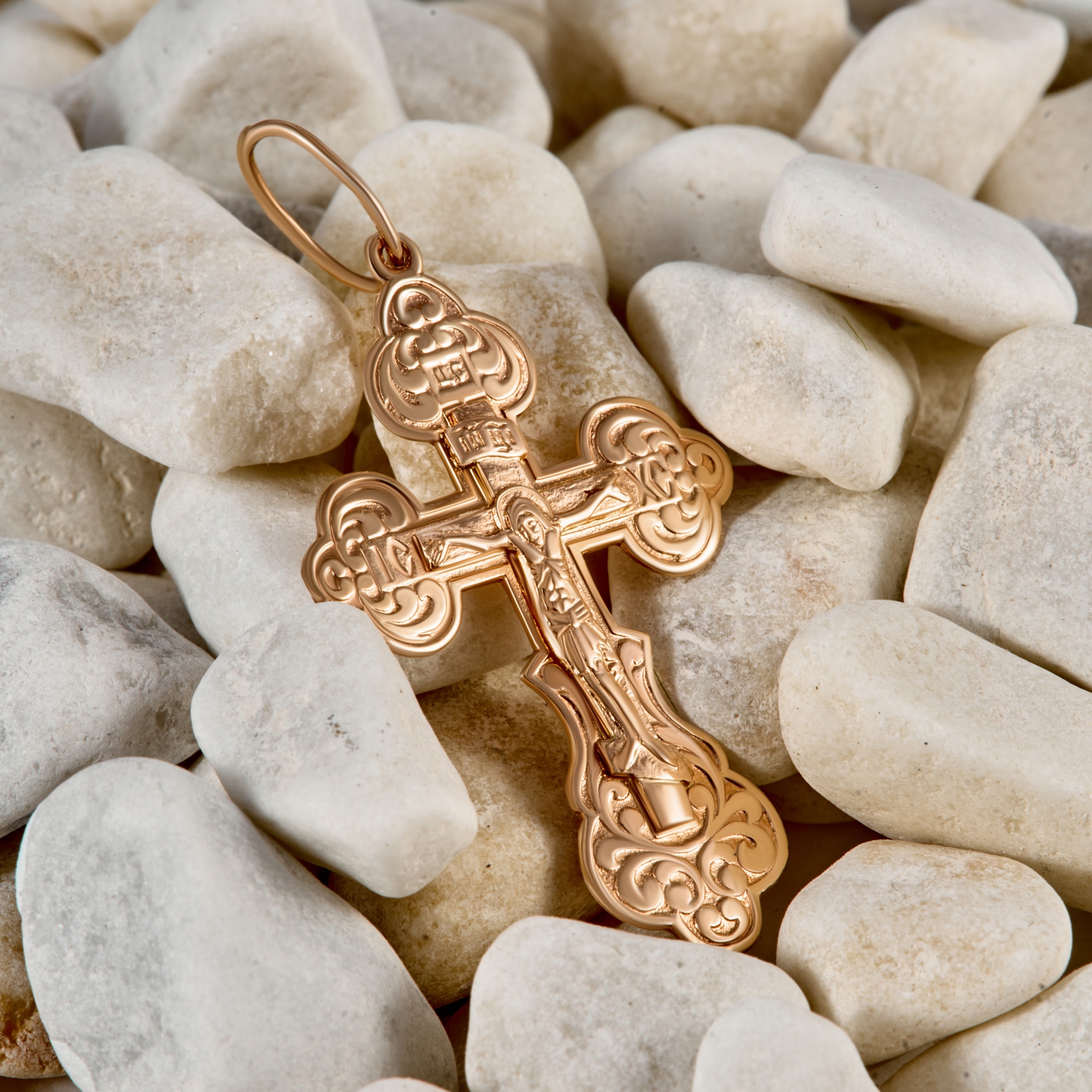 Золотой крест Вознесенский из красного золота 585 пробы 6В21-005