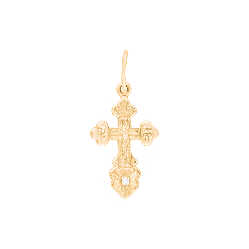 Золотой крест с фианитом
