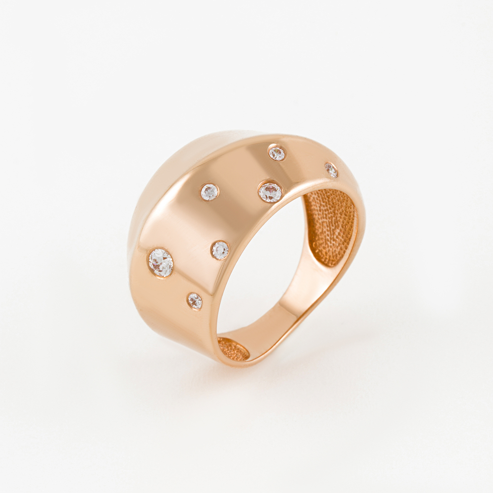 Золотое кольцо Вероника из красного золота 585 пробы  со вставками (фианит) 3ВК130-796, размеры от 16 до 19.5