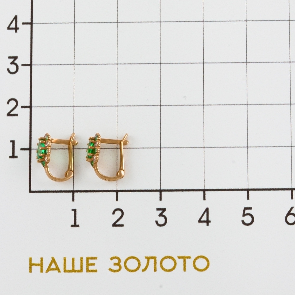 Золотые серьги детские Жасмин из красного золота 585 пробы  со вставками (фианит) ЖНТДК131039-2-Р