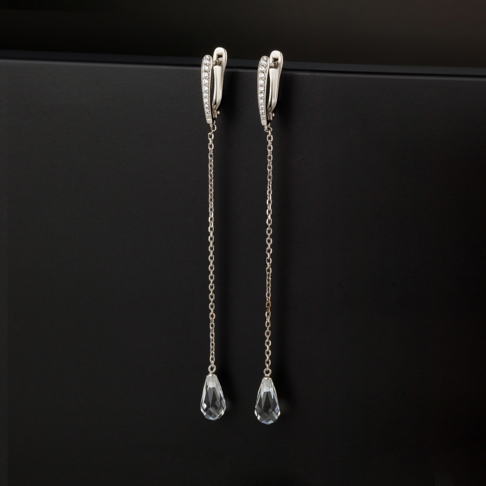 Серебряные серьги подвесные Efremof со вставками из полудрагоценных камней ( и фианит) ЮП1215014920хл