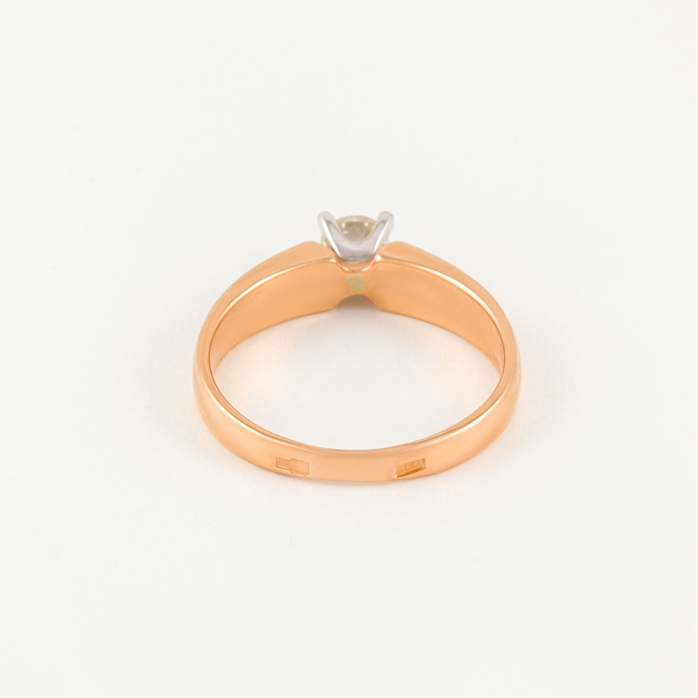 Золотое кольцо Efremof из красного золота 585 пробы со вставками из драгоценных камней (бриллиант) ЮПК1516264, размеры от 15 до 17