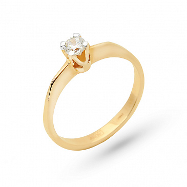 Золотое кольцо Vangold из белого золота 585 пробы со вставками из драгоценных камней (бриллиант и фианит) ЛД0300810003775, размеры от 16 до 18.5