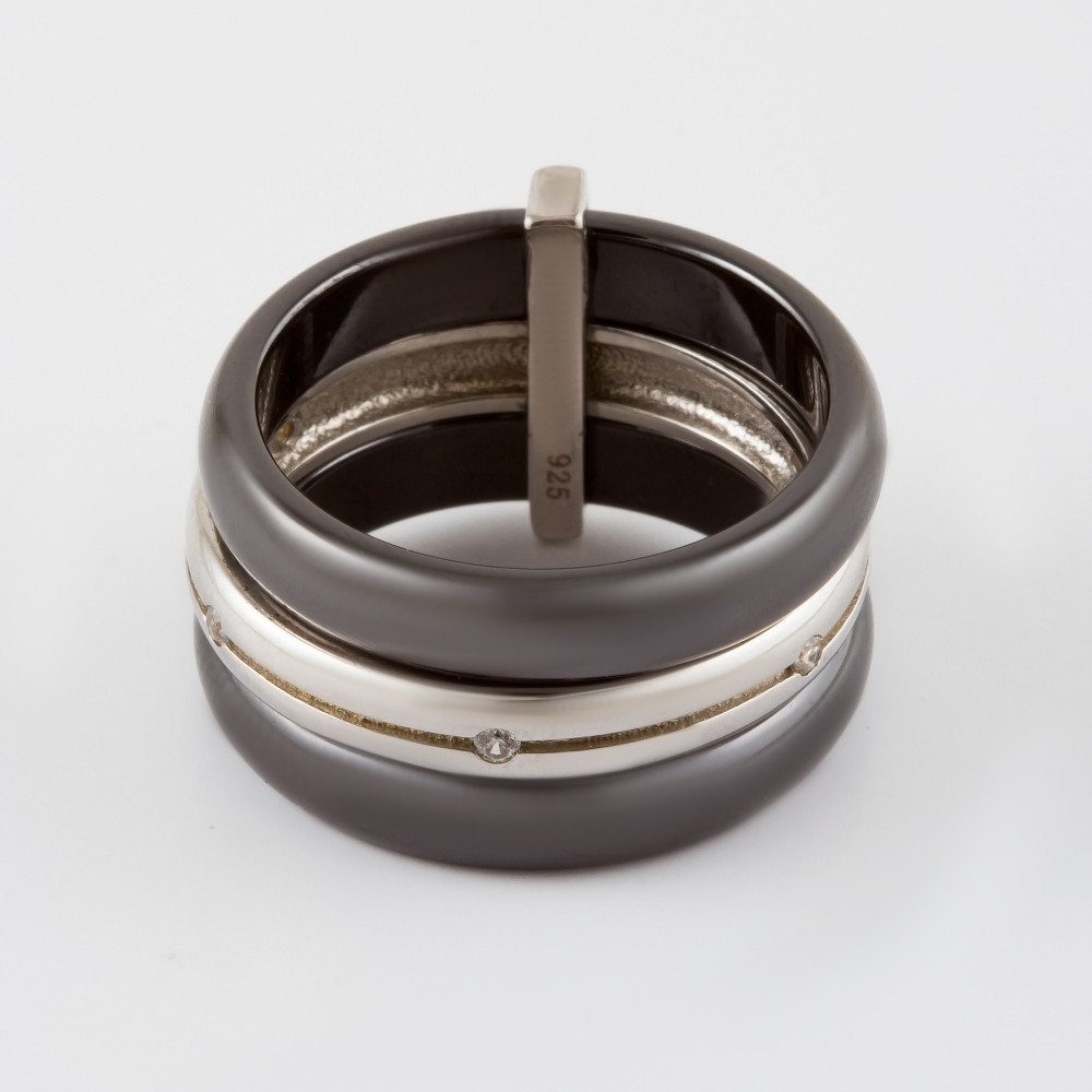 Серебряное кольцо Серебряные крылья  со вставками ( и фианит) СЫ01СР2070б-130, размеры от 16 до 18.5