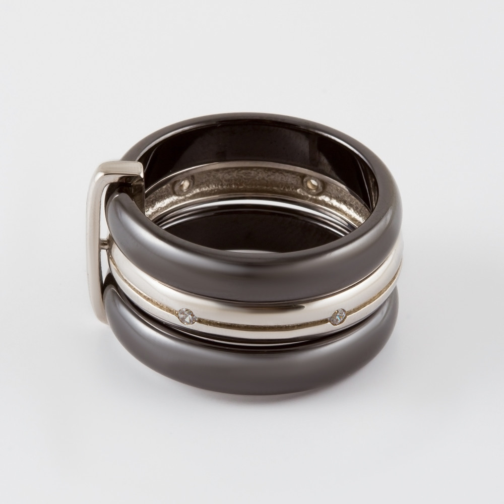 Серебряное кольцо Серебряные крылья  со вставками ( и фианит) СЫ01СР2070б-130, размеры от 16 до 18.5