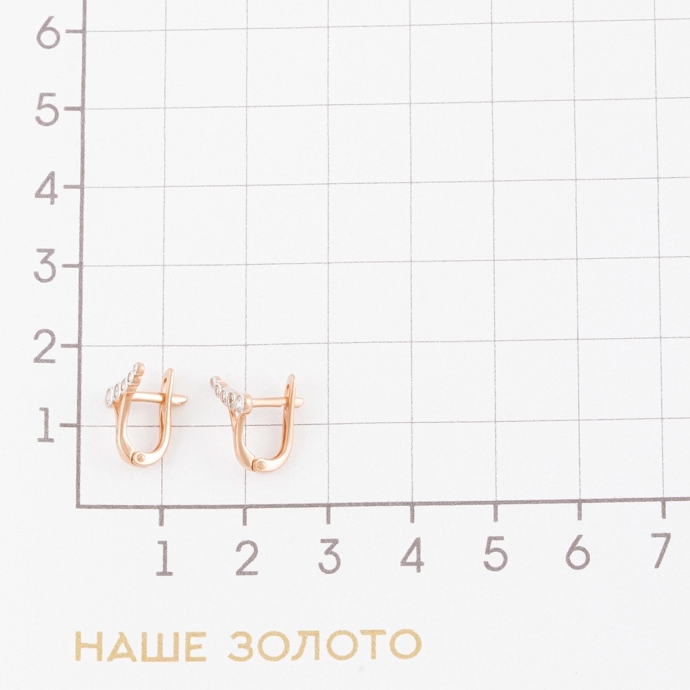 Золотые серьги Золотов из красного золота 585 пробы  со вставками (фианит) 2Т2915632Р