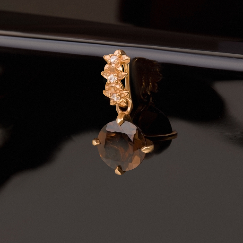 Золотая подвеска Liberty  из красного золота 585 пробы со вставками из полудрагоценных камней (топаз) РЫ3012209