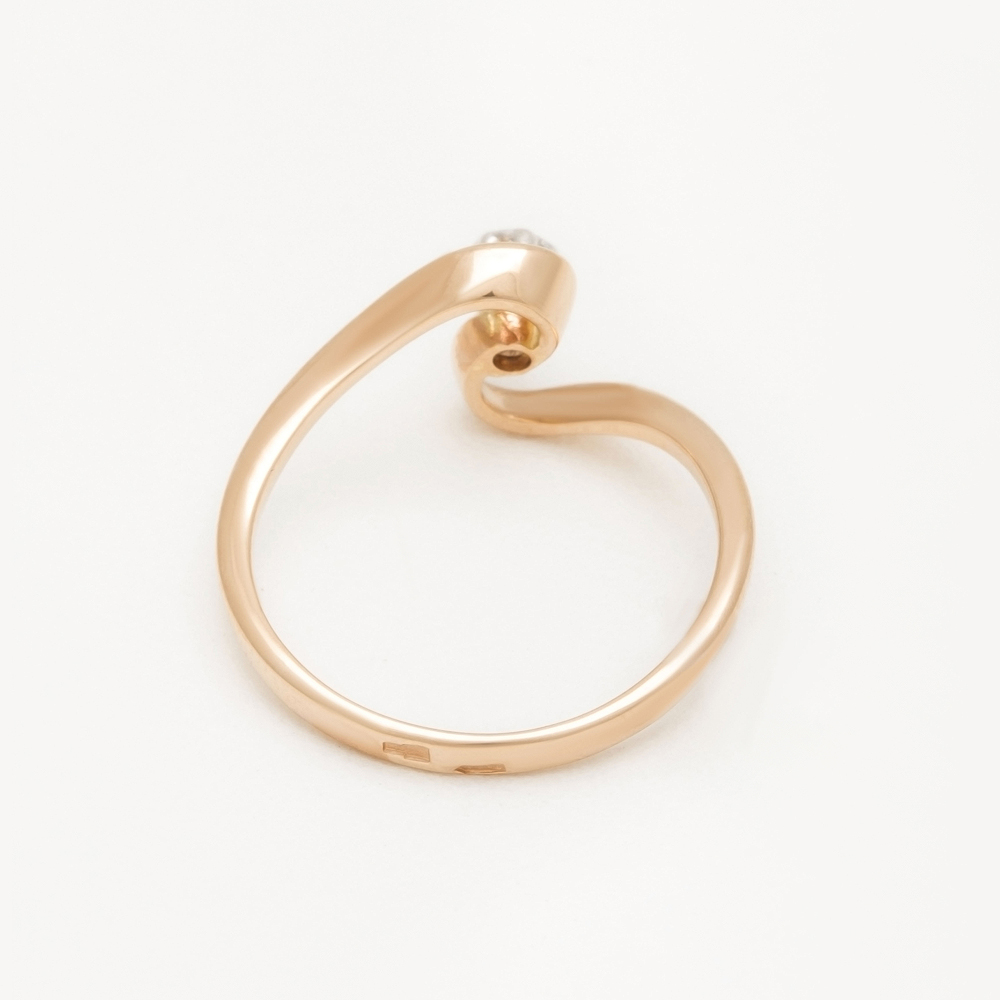 Золотое кольцо Берег из красного золота 585 пробы  со вставками (фианит) 2БКЗ5К-01-0022-01, размеры от 15.5 до 19