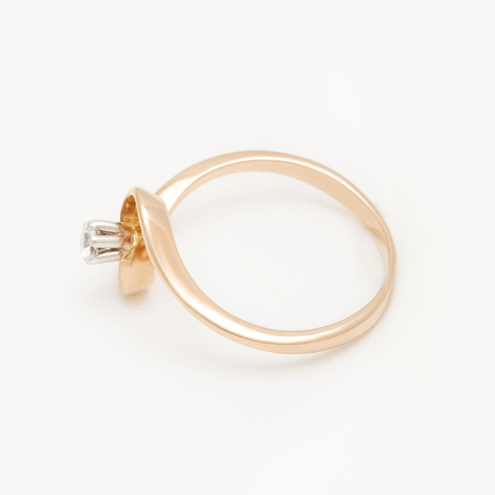 Золотое кольцо Берег из красного золота 585 пробы  со вставками (фианит) 2БКЗ5К-01-0022-01, размеры от 15.5 до 19