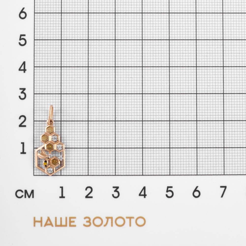 Золотая подвеска Efremof из красного золота 585 пробы  со вставками (эмалью и фианит) ЮПП13911175