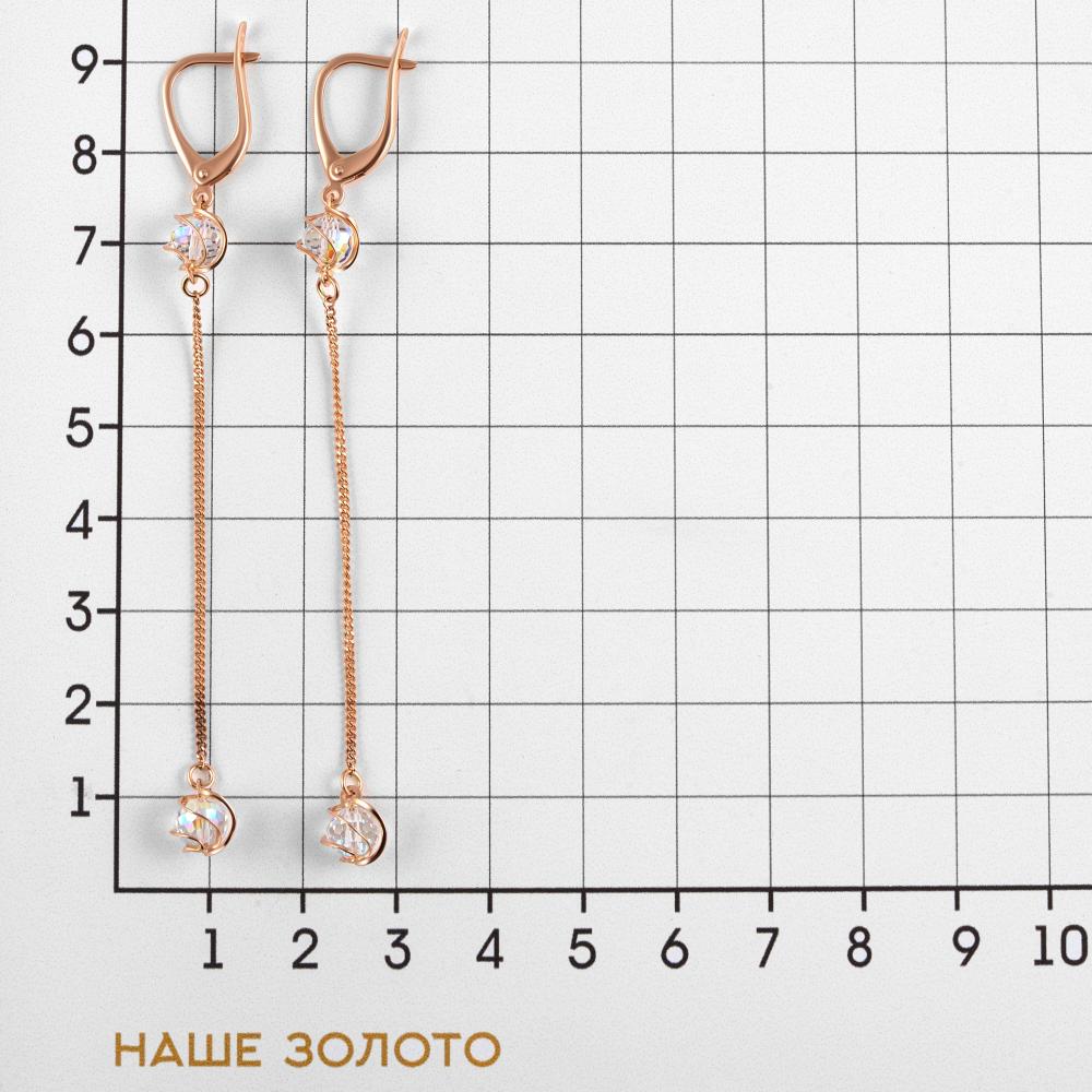 Золотые серьги подвесные Красное голд из красного золота 585 пробы  со вставками () 1ФССВ102/1